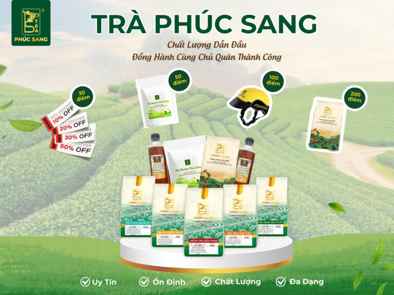 Sản phẩm Trà, Cà phê, Bột Matcha Phúc Sang áp dụng tích điểm